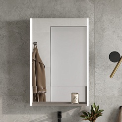 Equil Зеркальный шкаф Ferro 60 R с часами лен антрацит – фотография-8