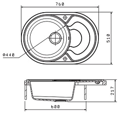 Florentina Мойка гранитная Родос 760 с крылом мокко – фотография-2