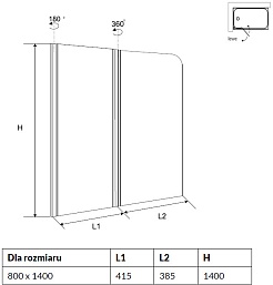 Excellent Душевая шторка для ванны FLIPER Шторка 80 см. (левая) – фотография-3