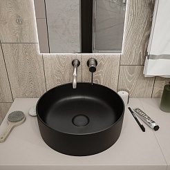 Teymi Раковина накладная в ванную Lina D41 чёрный матовый T50197 – фотография-3