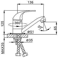 Frap Смеситель для кухни H02 F4502-B хром – фотография-2