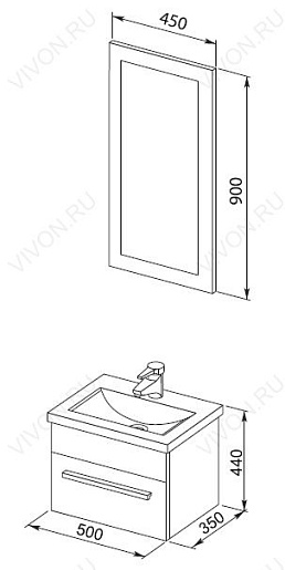 Aquanet Мебель для ванной Нота 50 лайт венге (231067) – картинка-3