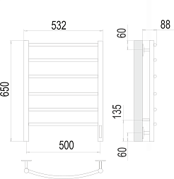 Terminus Полотенцесушитель электрический Классик П6 500x650 хром – фотография-3
