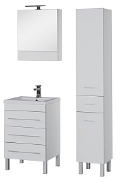 Aquanet Тумба с раковиной Верона 58 напольная, ящики, белая – фотография-8