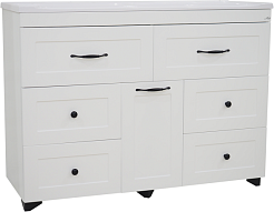 Misty Тумба с раковиной Дуэт 120 6 ящиков с б/к белая – фотография-3