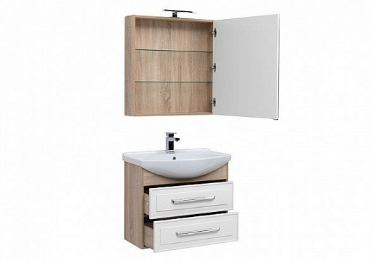 Aquanet Мебель для ванной Остин 75 белая/дуб сонома – картинка-3
