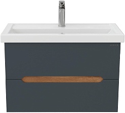 Onika Тумба с раковиной Айленд 70 подвесная графит/дуб крафт – фотография-1