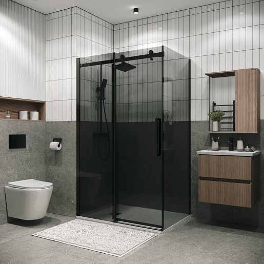 Grossman  Душевой уголок Classic 110x80x195 профиль черный матовый стекло тонированное – картинка-3