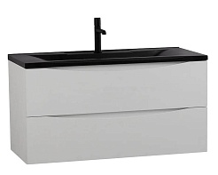 BelBagno Мебель для ванной Marino 100 подвесная Bianco Lucido с раковиной BB1000/445-LV-ART-PR-NERO – фотография-2