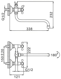 Frap Смеситель для ванны H09 F2209 хром – фотография-3
