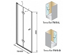 Kolpa San Душевая дверь в нишу Terra flat TV/S 80 R – фотография-2