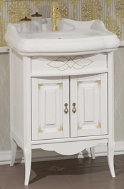 Opadiris Тумба с раковиной Лоренцо 60 белая с патиной – фотография-1