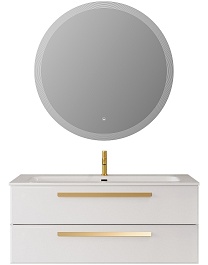 Cezares Тумба с раковиной Eco Cer-N 120 bianco opaco CZR-8073-120 ручки сатиновое золото – фотография-2