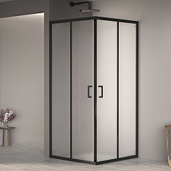 RGW Душевой уголок Passage PA-030B 100x100 профиль черный стекло матовое сатинат – фотография-2