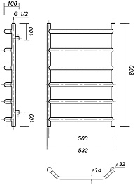 Domoterm Полотенцесушитель Лаура П6 500x800 золото – фотография-3
