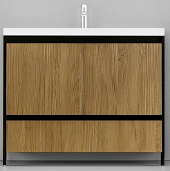 Velvex Мебель для ванной напольная Klaufs 100 черная/дерево – фотография-5