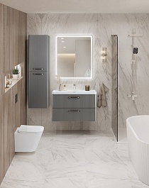 BelBagno Тумба под раковину Due 80 без ручек подвесная Сатин – фотография-13