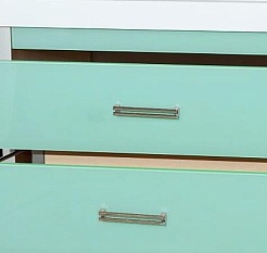 Misty Тумба с раковиной Джулия QVATRO 75 подвесная голубая – фотография-3