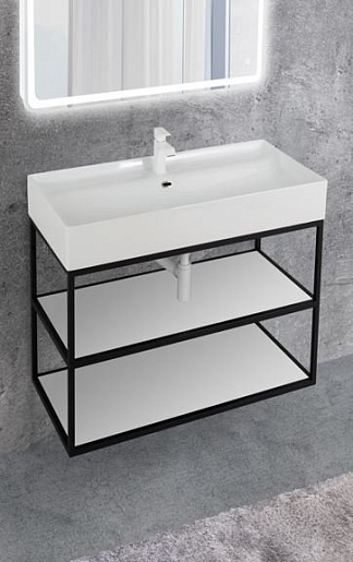 Cezares Каркас под раковину двухъярусный Cadro 90 Nero – фотография-2