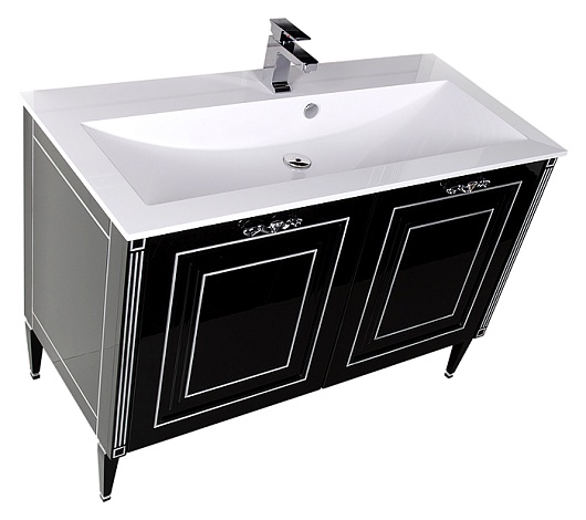 Aquanet Тумба с раковиной Паола 120 черная/серебро (181764) – фотография-4