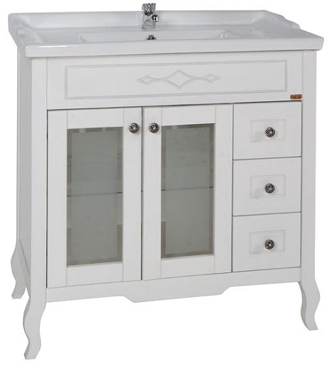 ASB-Woodline Тумба под раковину Флоренция Квадро 80 белый/патина серебро – фото, картинка, фотография-1