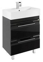 Водолей Мебель для ванной Мальта 60 R с ящиками черная – фотография-7