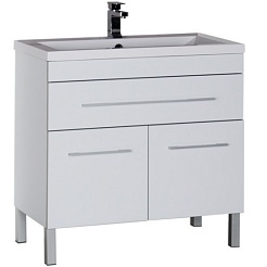 Aquanet Тумба под раковину Верона 90 напольная, дверцы, белая – фотография-1