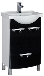 Aquanet Тумба с раковиной "Асти 55 М" черная, с ящиком (178264) – фотография-1