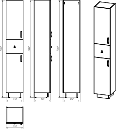Misty Шкаф пенал Амбра 35 L черный матовый – фотография-5