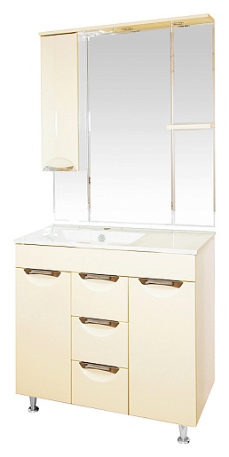 Misty Зеркальный шкаф Кристи 90 L бежевый, эмаль – фотография-2