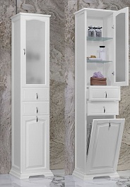 Opadiris Шкаф-пенал для ванной Риспекто 40 R белый, с бельевой корзиной – фотография-5