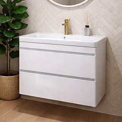 Vivon Тумба с раковиной Atwood 80 подвесная белая матовая – фотография-2