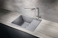 Milacio Мойка кухонная Navarra 60 Cuarzo серая металлик – фотография-3