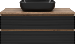 Brevita Мебель для ванной Dakota 100 подвесная дуб галифакс олово/черный кварц – фотография-3