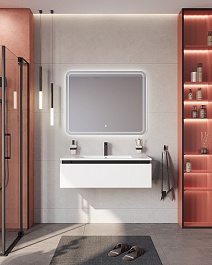 Cezares Тумба с раковиной Slider 100 подвесная белая – фотография-9