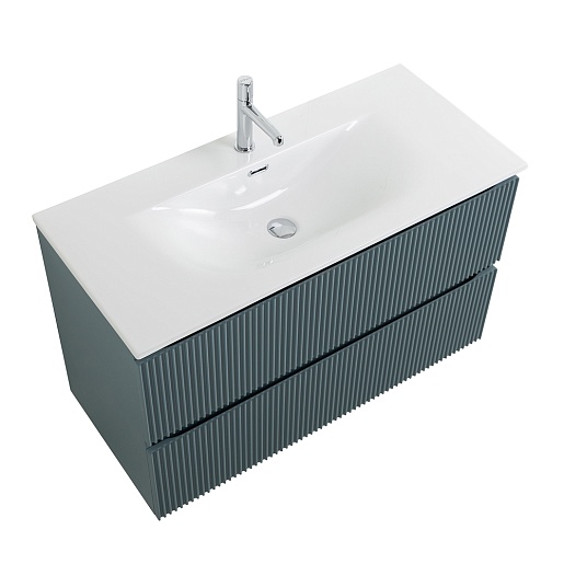 BelBagno Тумба под раковину Uno 100 подвесная Голубой матовый – фотография-8