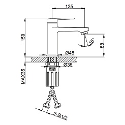 Frap Смеситель для раковины H85 F1085-6 черный – фотография-2