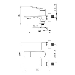 Tokito Смеситель для ванны MITSUISHI хром TOK-MIT-1014 – фотография-6