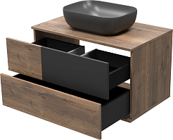 Misty Мебель для ванной Коломбо 80 подвесная дуб галифакс/антрацит – фотография-5