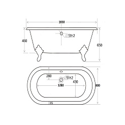Magliezza Чугунная ванна Patricia 183x80 (ножки золото) – фотография-2