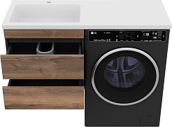Misty Мебель для ванной Коломбо 120 L подвесная под стиральную машину дуб галифакс/антрацит – фотография-6