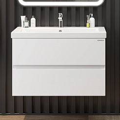 Onika Тумба с раковиной Эвада 80 подвесная белая – фотография-2