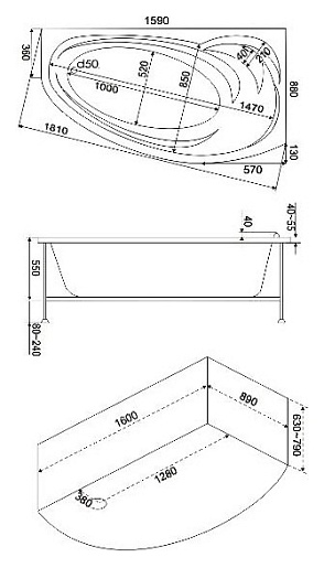 Bas Акриловая ванна Флорида 160 R – фотография-6