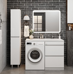 Onika Тумба с раковиной Милтон 110 R под стиральную машину белая – фотография-4