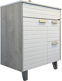 Comforty Тумба с раковиной Клеон 75Н белая матовая/дуб дымчатый – фотография-1