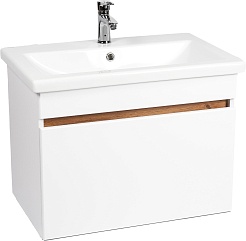 Viant Тумба под раковину Мальта 70 1 ящик подвесная белая/дуб вотан – фотография-1