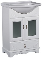 Bas Тумба под раковину Варна 60 белый, вставки стекло, ящик