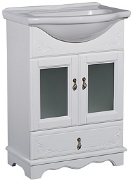 Bas Тумба под раковину Варна 60 белый, вставки стекло, ящик – фотография-1