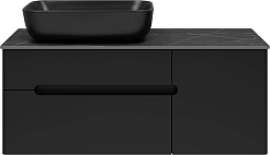 Misty Тумба с раковиной Роял 100 подвесная черная матовая – фотография-1