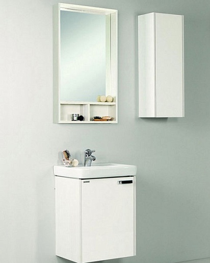 Акватон Мебель для ванной "Йорк 50 М" белый/выбеленное дерево – фото-1